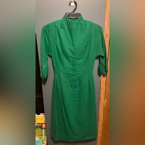 Vintage 1950’s Lilli Diamond Green Dress with Gathered Back Size S/M(?)